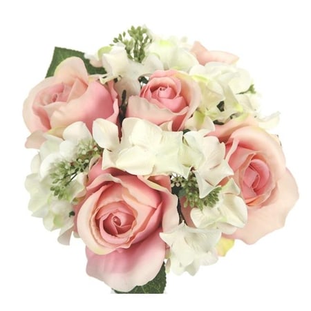 Adlmired By Nature Admired By Nature GPB8359-CM - PK 9 Stems Artificial Rose & Hydrangea Mixed Bouquet; Cream & Pink GPB8359-CM/PK